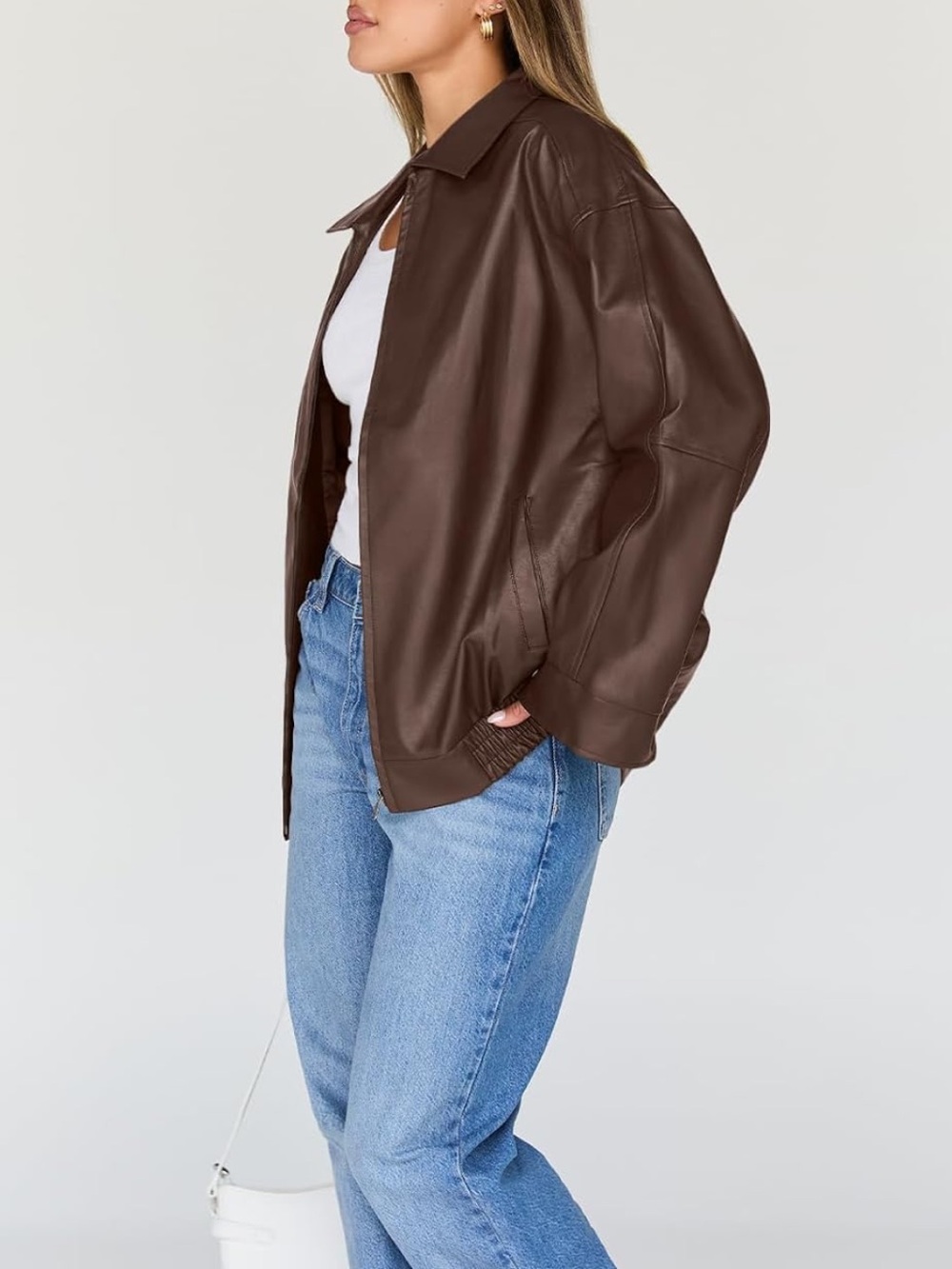 Women’s Dark Brown Leather Oversized Jacket